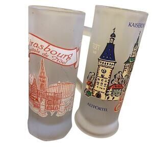 VTG LotOf2 Tall Julep FrostedGlasses Strasbourg Capital De Noel &KaiserdomSpryer